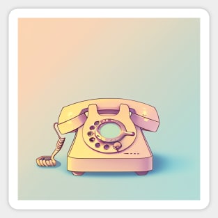 80s Style Pastel Pink Vintage Phone Drawing Sticker